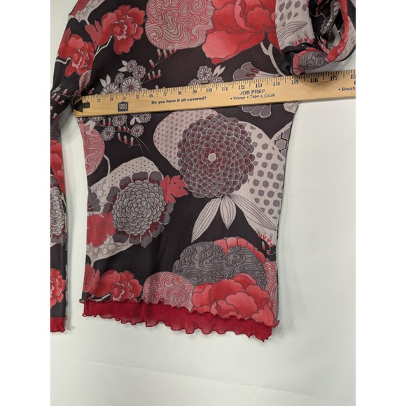 Weston Wear Mesh Floral Mock Neck Long Sleeve Top Size M - Picture 6 of 8